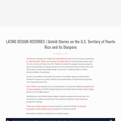 LATINO DESIGN HISTORIES | Untold Stories on the U.S. Territory of Puerto Rico and its Diaspora - Society of Design Arts