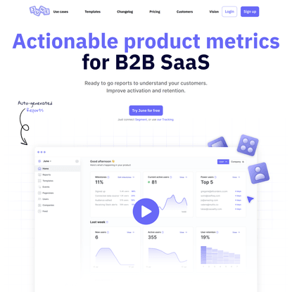 June - Actionable product metrics for B2B SaaS