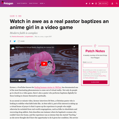 Watch in awe as a real pastor baptizes an anime girl in a video game - Polygon