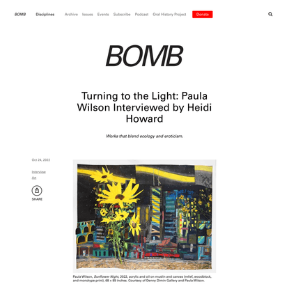 BOMB Magazine | Turning to the Light: Paula Wilson Interviewed