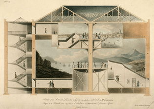 Cross section of Robert Barker’s two-level panorama rotunda in Leicester Square (1793)