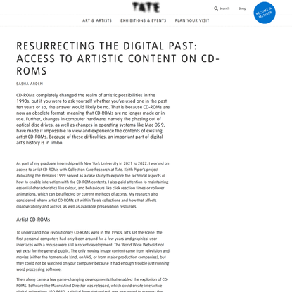 Resurrecting the Digital Past: Access to Artistic Content on CD-ROMs | Tate