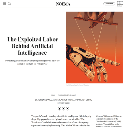 The Exploited Labor Behind Artificial Intelligence | NOEMA