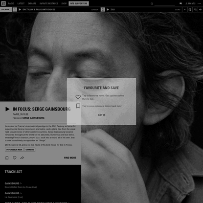 In Focus: Serge Gainsbourg 26th October 2022
