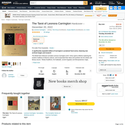 The Tarot of Leonora Carrington: Carrington, Leonora, Arcq, Tere, Aberth, Susan, Weisz Carrington, Harold Gabriel: 9788417975999: Amazon.com: Books