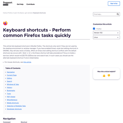 Keyboard shortcuts - Perform common Firefox tasks quickly | Firefox Help