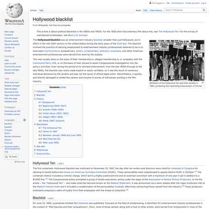 Hollywood blacklist - Wikipedia