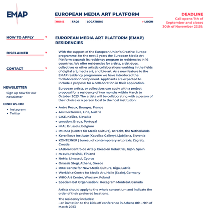 European Media Art Platform (EMAP) Residencies | European Media Art Platform