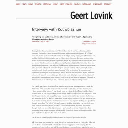 Interview with Kodwo Eshun – Geert Lovink