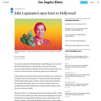 John Leguizamo on Hollywood's Latino representation problem - Los Angeles Times