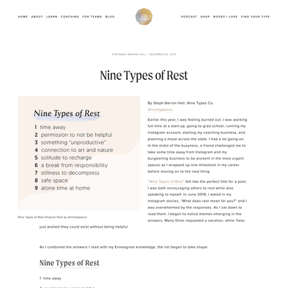 Nine Types of Rest Original Post by Steph Barron Hall — Nine Types Co.