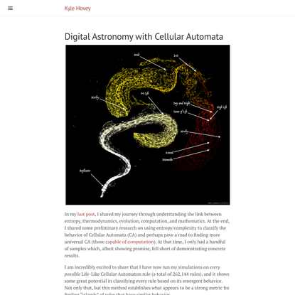 Digital Astronomy with Cellular Automata · Kyle Hovey