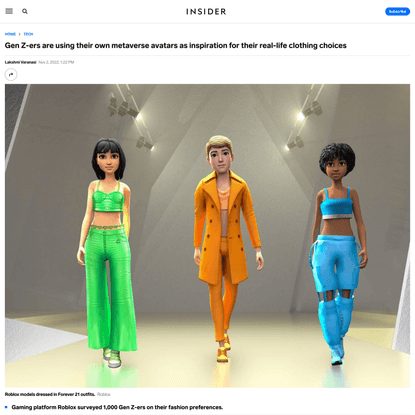 Gen Z-Ers Are Buying Metaverse Fashion to Inspire Their Real Selves