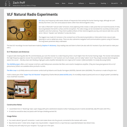 VLF Natural Radio Experiments