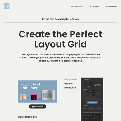 Layout Grid Calculator Plugin for Adobe InDesign