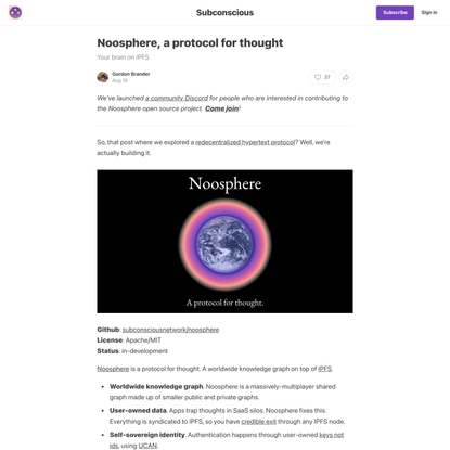 Noosphere, a protocol for thought