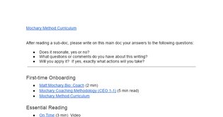 Mochary Method Curriculum