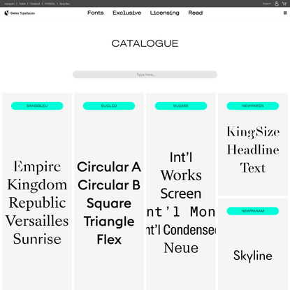 Catalogue – Swiss Typefaces
