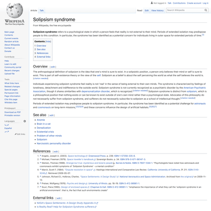 Solipsism syndrome - Wikipedia