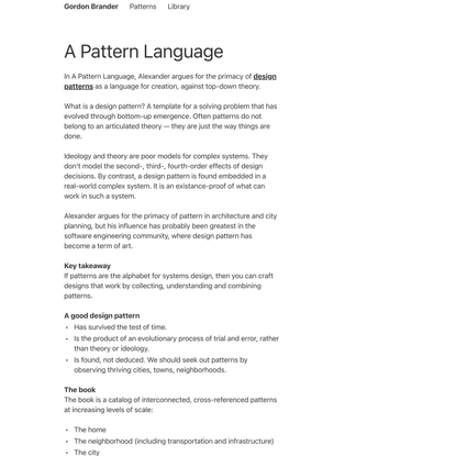 A Pattern Language