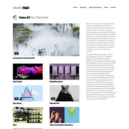 MoMA R&amp;D | Salon 40: The Third Web
