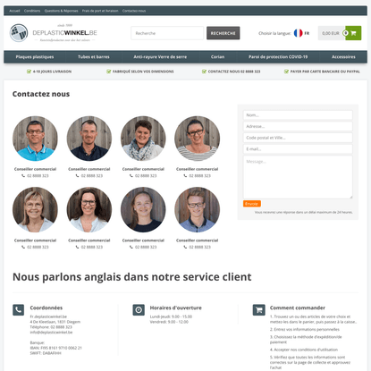 Contactez nous. Email et téléphone sur Deplasticwinkel.be