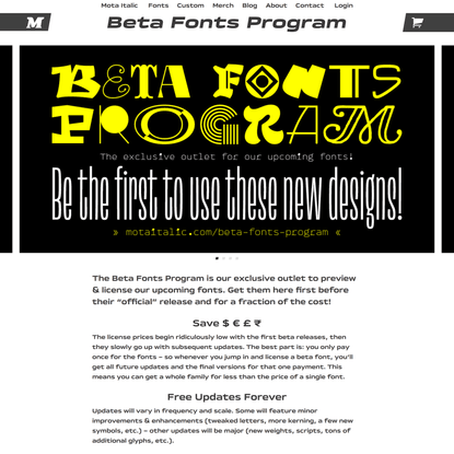 Beta Fonts Program ► Mota Italic