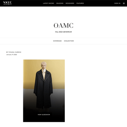OAMC Fall 2022 Menswear Collection