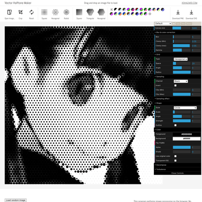 Vector Halftone Maker - Interactive PNG/SVG halftone pattern generator