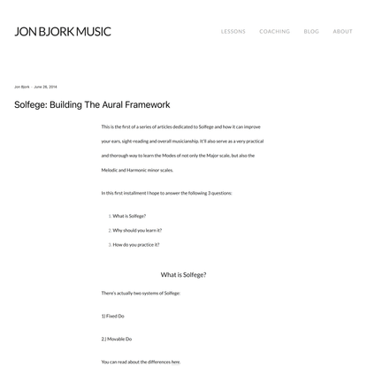 Solfege: Building The Aural Framework — Jon Bjork Music