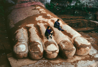 The foot of a Buddhist statue, …8th century… 1980 by Bruno Barbey