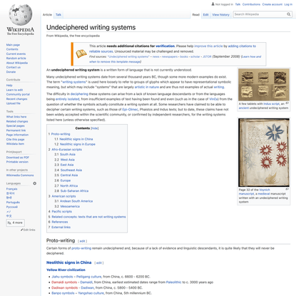 Undeciphered writing systems - Wikipedia