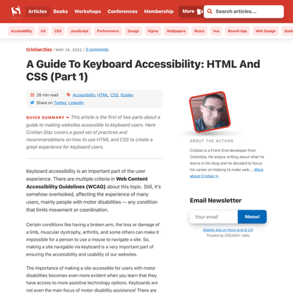 A Guide To Keyboard Accessibility: HTML And CSS (Part 1) — Smashing Magazine