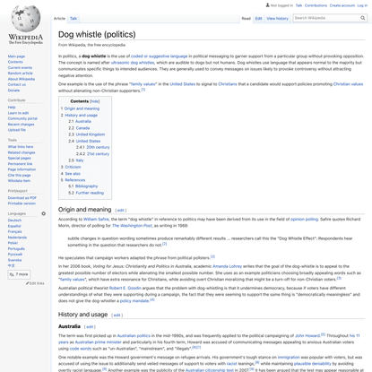 Dog whistle (politics) - Wikipedia