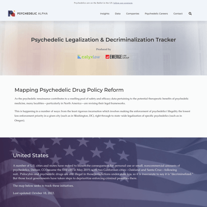 Psychedelics Legalization &amp; Decriminalization Tracker - Psychedelic Alpha