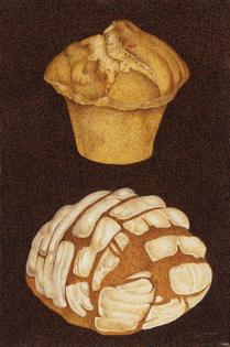 Luis García Guerrero (Mexican, 1921-1996), Los Panes [Breads], 1972. Oil on masonite, 33.3 x 22.2 cm. 