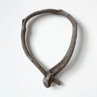 primitive calf collar made from a bent stick stuck into itself