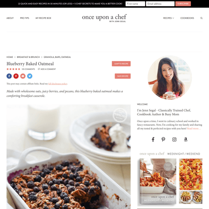 Blueberry Baked Oatmeal - Once Upon a Chef