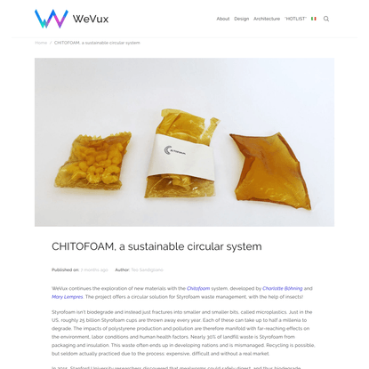 CHITOFOAM, a sustainable circular system | WeVux
