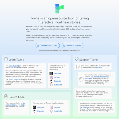 Twine / An open-source tool for telling interactive, nonlinear stories
