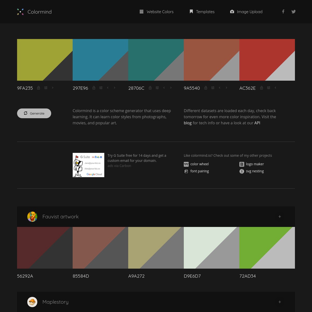 Colormind - the AI powered color palette generator — Are.na