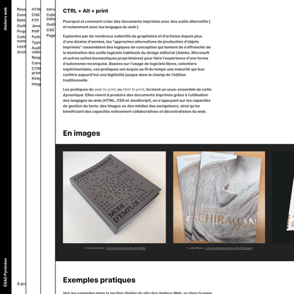 ÉSAD Pyrénées – Ateliers web – Ressources – CTRL + Alt + print