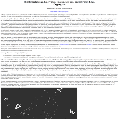 Misinterpretation and encryption - meaningless noise and interpreted data: Cryptogram