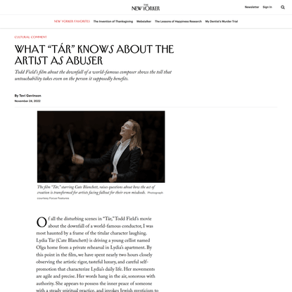 What “Tár” Knows About the Artist as Abuser