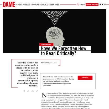Have We Forgotten How to Read Critically? | Dame Magazine