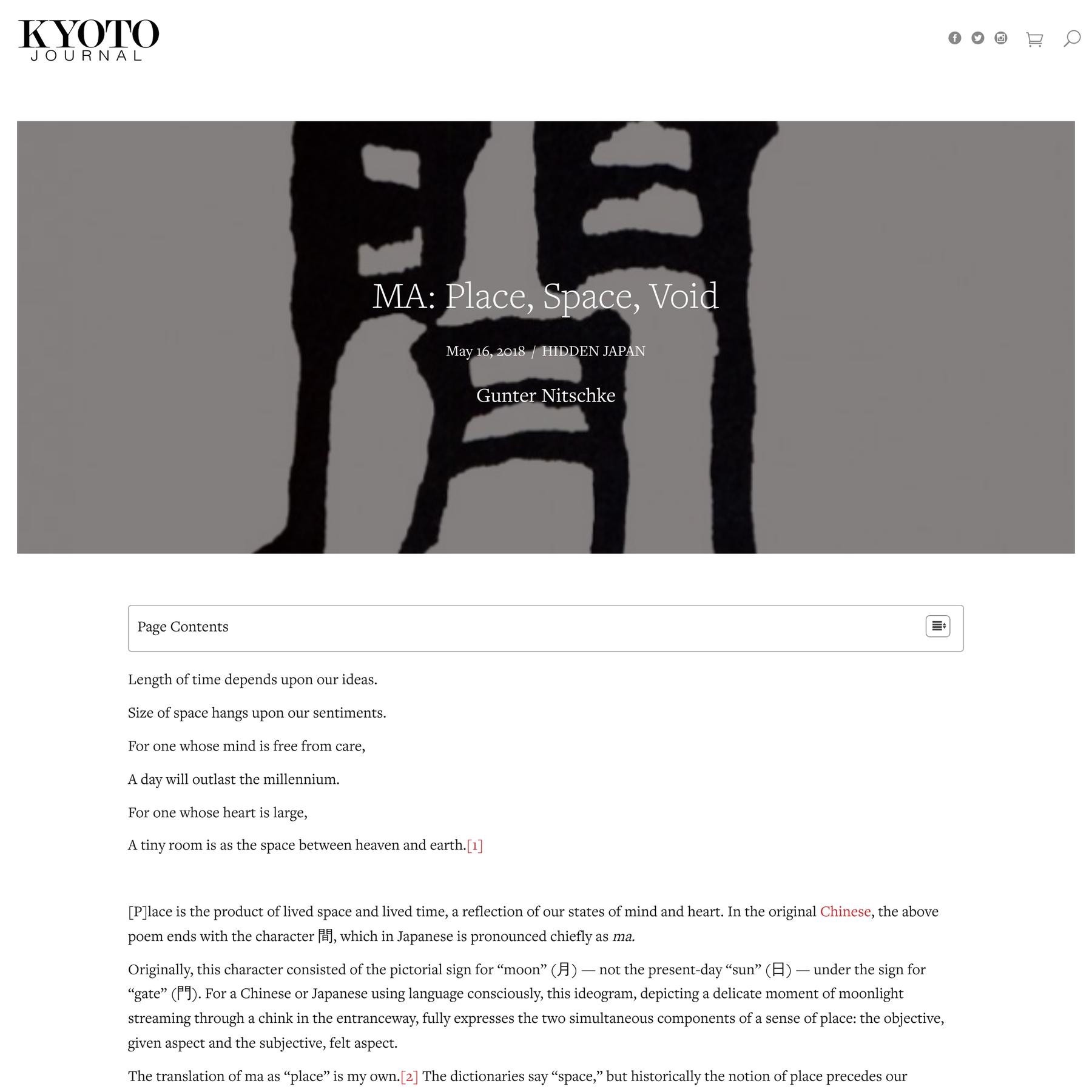 MA: Place, Space, Void | Kyoto Journal