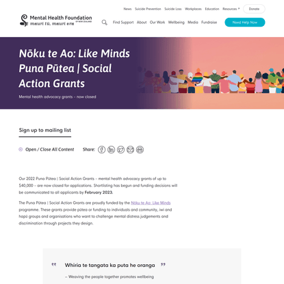 Nōku te Ao: Like Minds Puna Pūtea | Social Action Grants