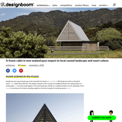 A-frame cabin in new zealand pays respect to local coastal landscape and maori culture
