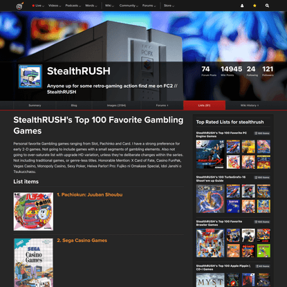 StealthRUSH’s Top 100 Favorite Gambling Games