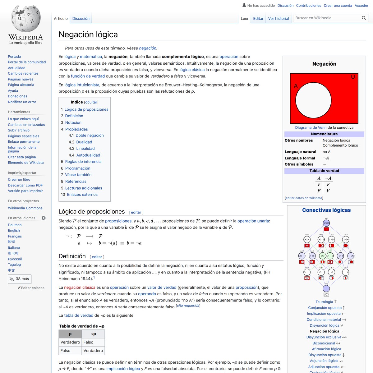 Negación lógica - Wikipedia, la enciclopedia libre — Are.na